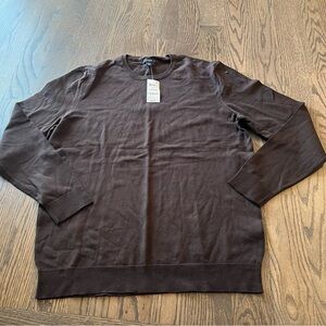 NWT Mens Alfani brown crew neck sweater, cotton blend  soft lightweight size Lg